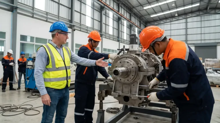 Technicien étranger installant une machine dans une usine en Thaïlande — permis de travail temporaire WP10 obligatoire
